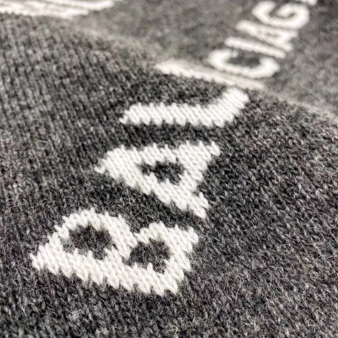 Black Jacquard Text Print Crewneck - Men's