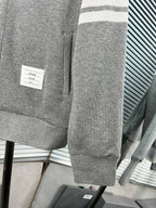 Navy Wool Four-Bar Zip-Through - Men's