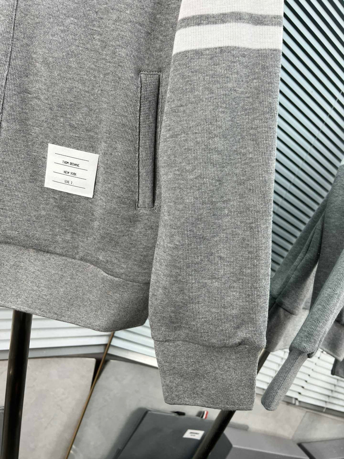Navy Wool Four-Bar Zip-Through - Men's