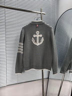 Navy Wool Four-Bar Cardigan - Men's