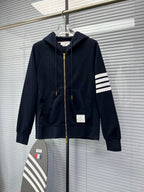 4-Bar Zip Navy Hoodie - Men's