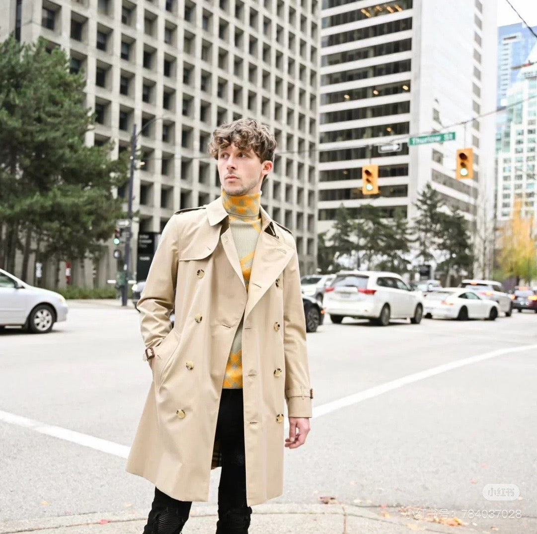 Navy Belted Trench - Men's