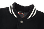 Black Wool Striped Trim Varsity - Men's