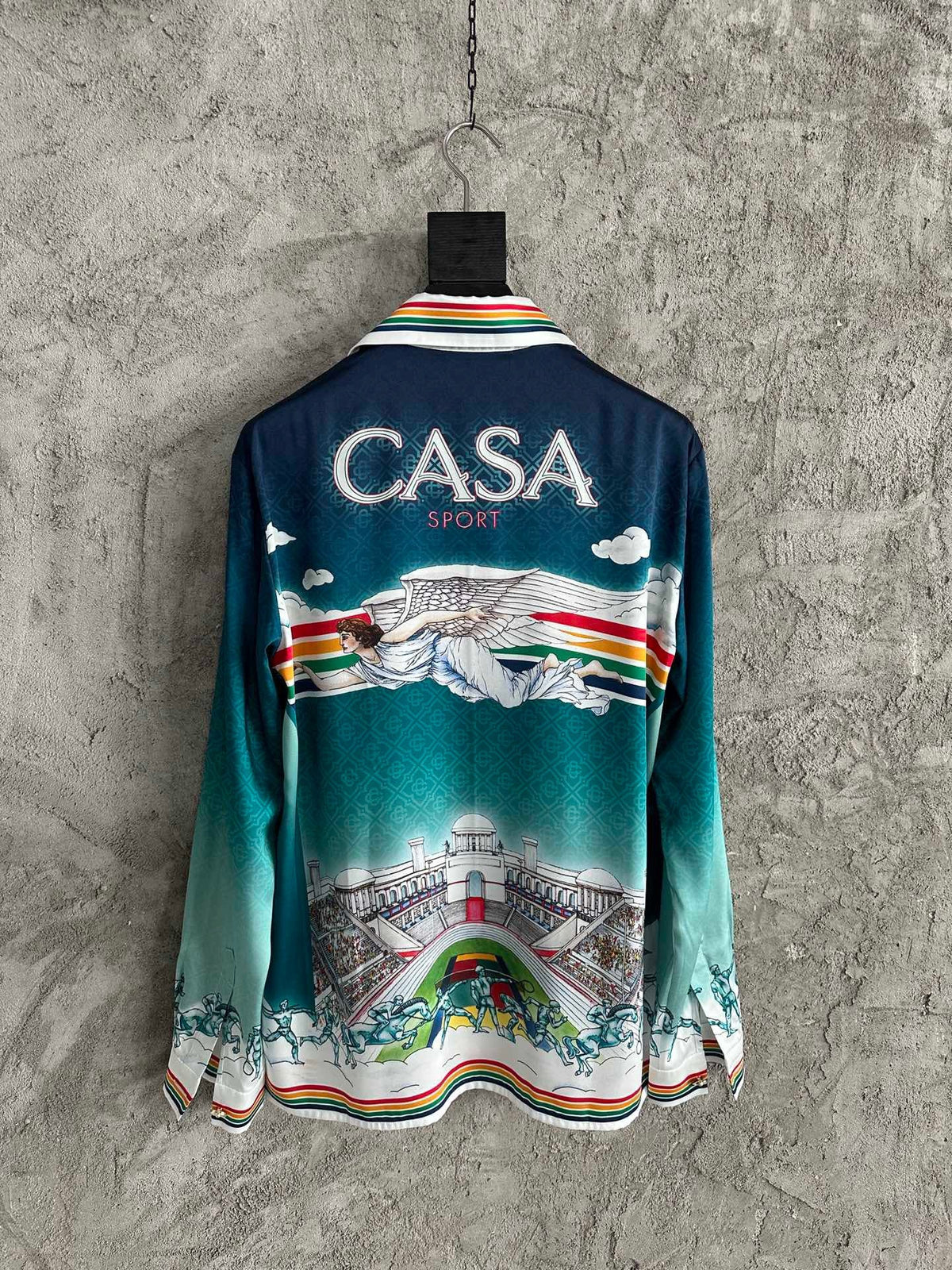 Teal Gradient Silk Shirt - Men's
