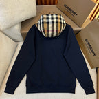 Black Cotton Check Lined Pullover - Men's