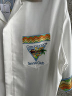 Yellow Trim Crest Silk Shirt - Men's