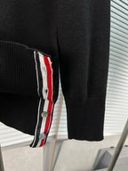 4-Bar Crewneck Cream Sweater - Men's
