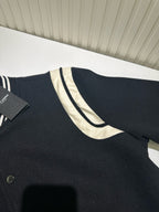 Navy Wool Striped Trim Varsity - Men's