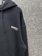 Black Cotton Chest Logo Pullover - Men's