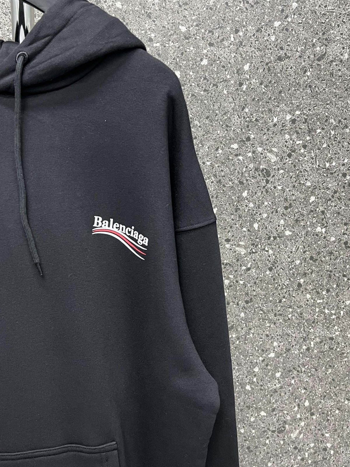 Black Cotton Chest Logo Pullover - Men's