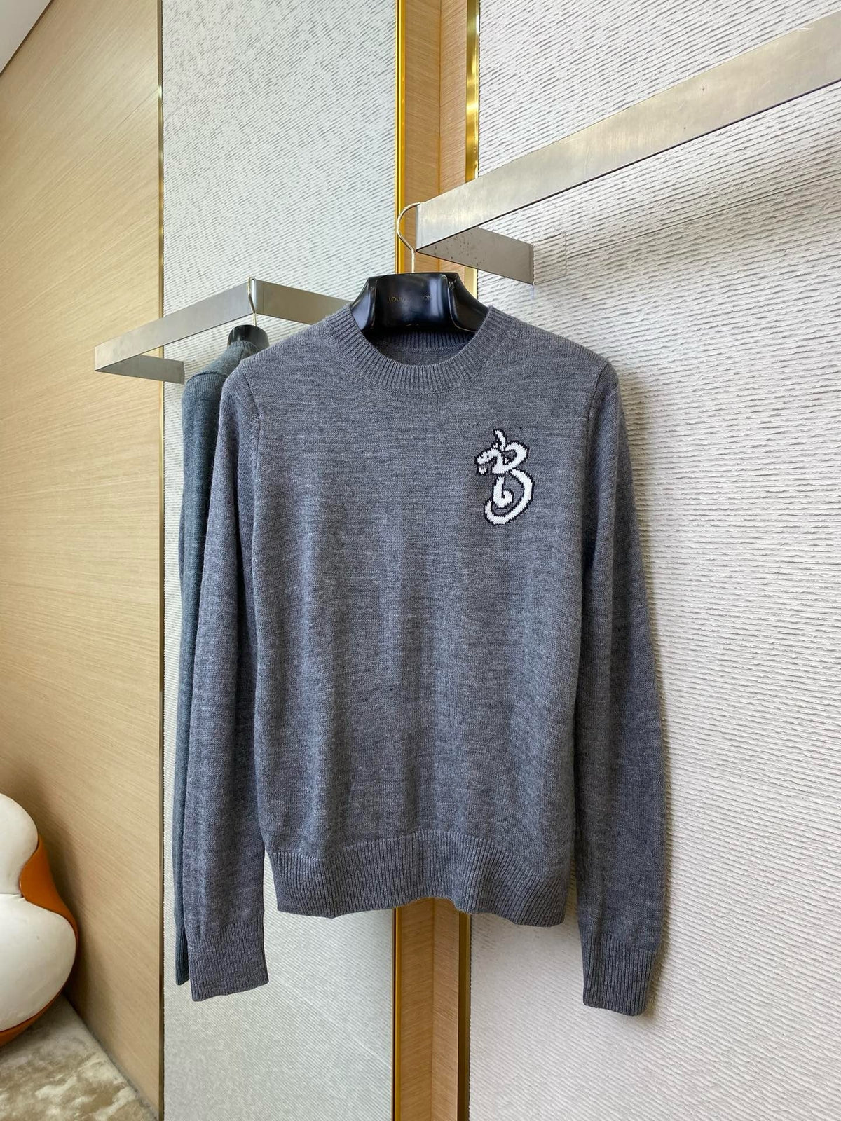 Red Wool Chest Logo Crewneck - Men's