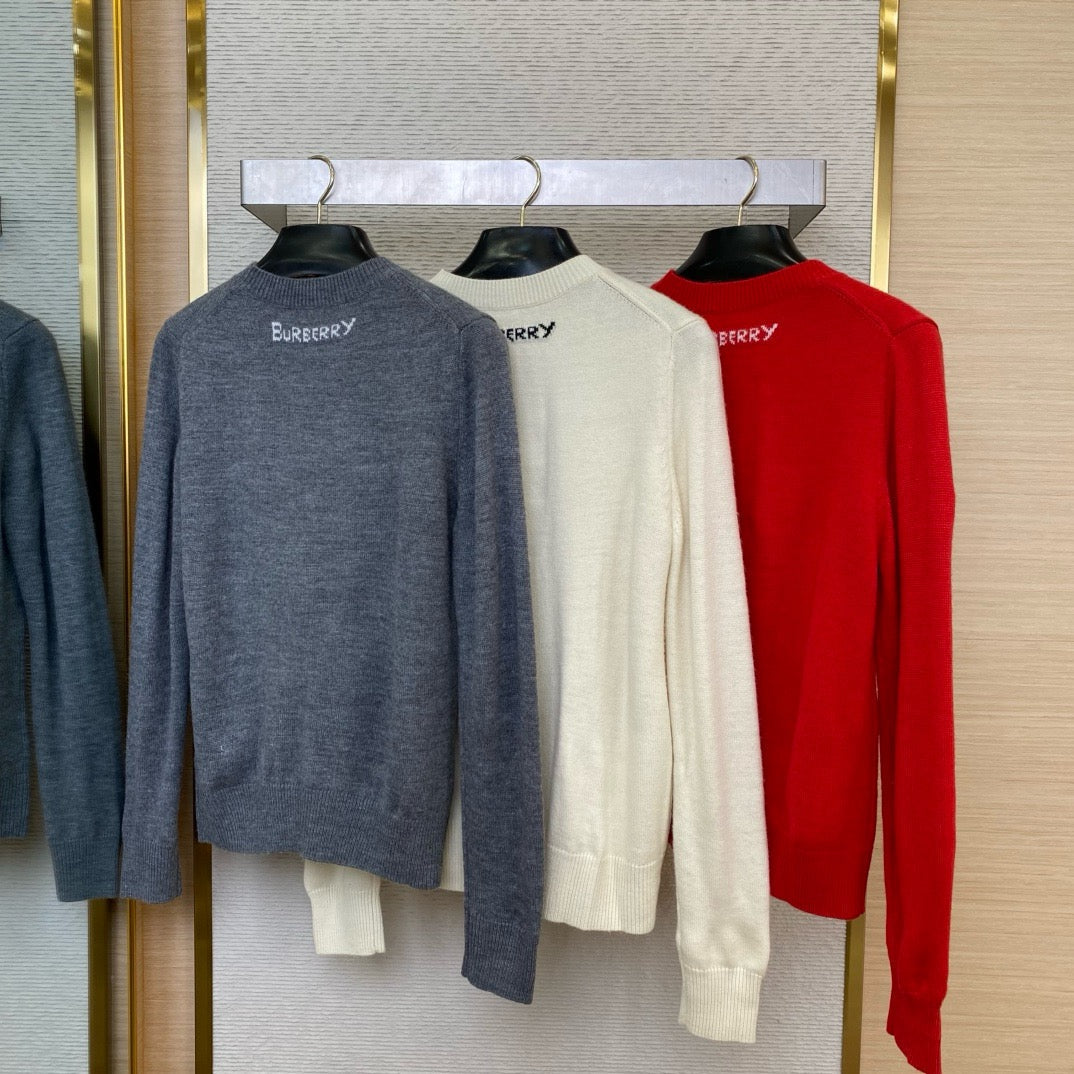 Red Wool Chest Logo Crewneck - Men's