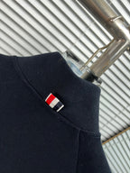 Navy Wool Four-Bar Zip-Through - Men's