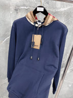 Black Cotton Check Lined Pullover - Men's