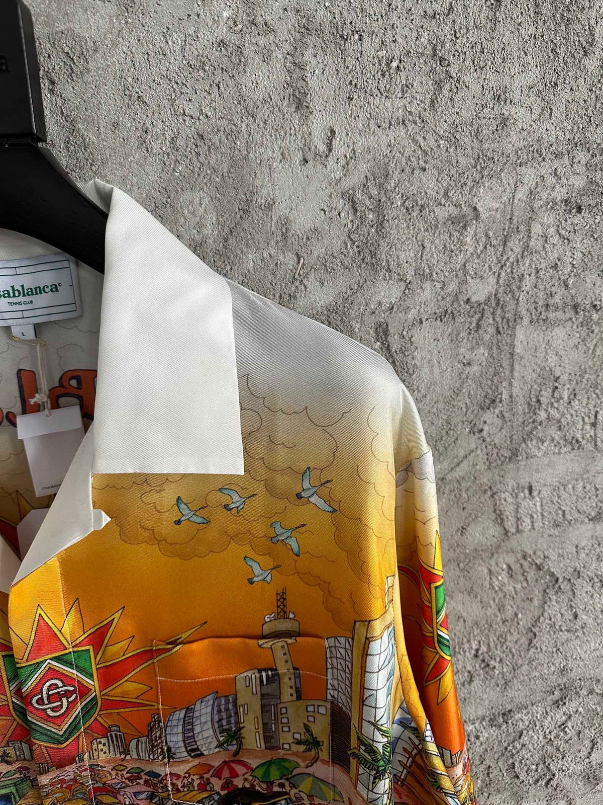 Tropical Scene Print Silk Shirt - Men's