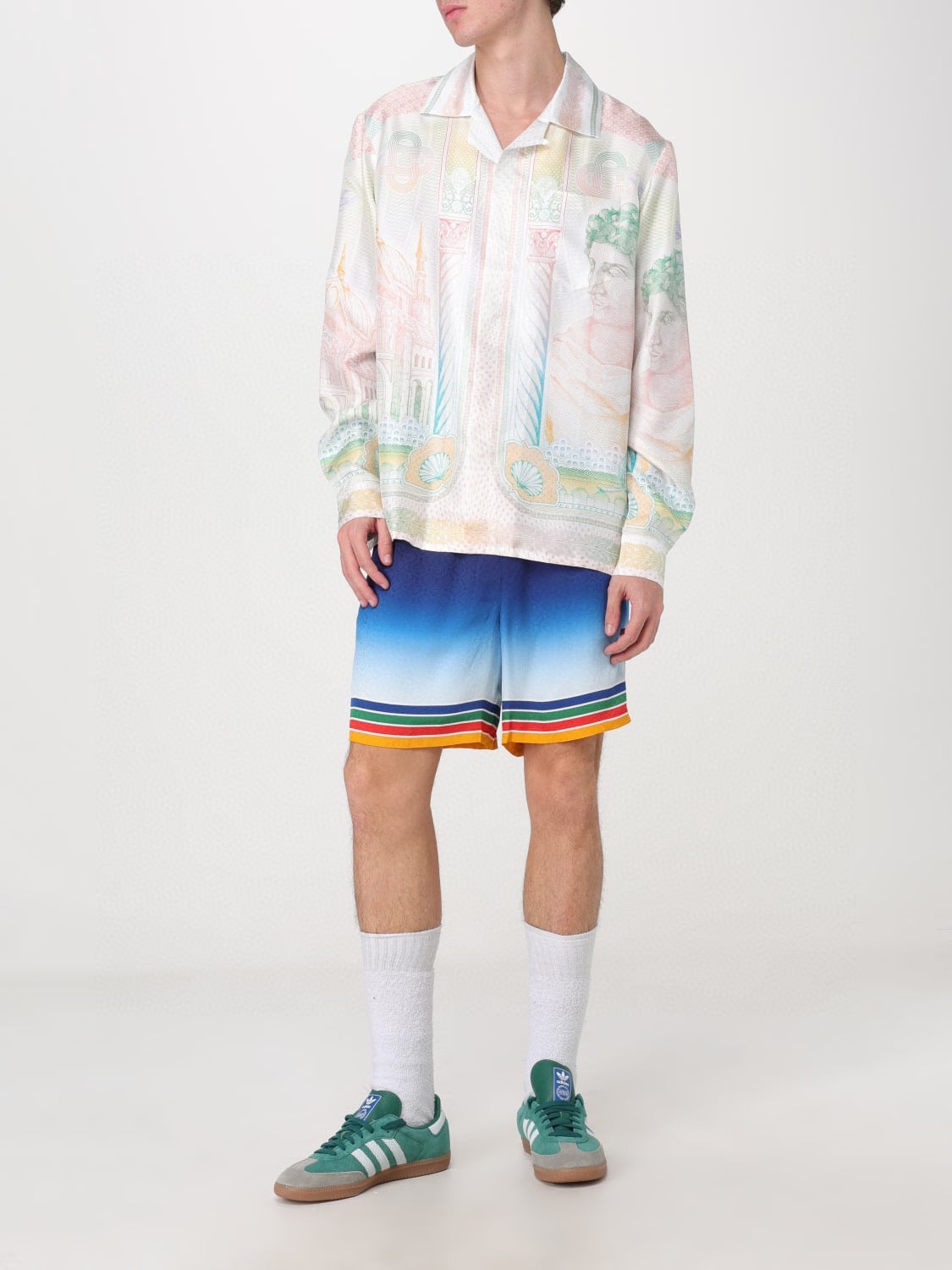 Muted Scenic Print Silk Shirt - Men's