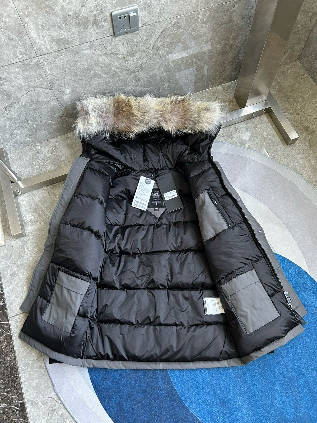 Black and Grey Parka - Men's