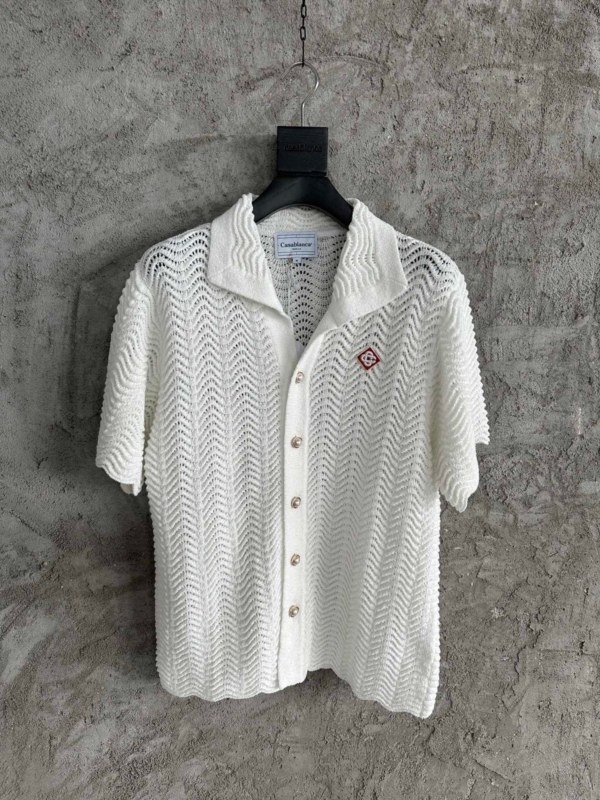 White Knit Pointelle Short-Sleeve - Men's