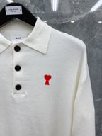 Cream Knit Heart Logo Long-Sleeve - Men's