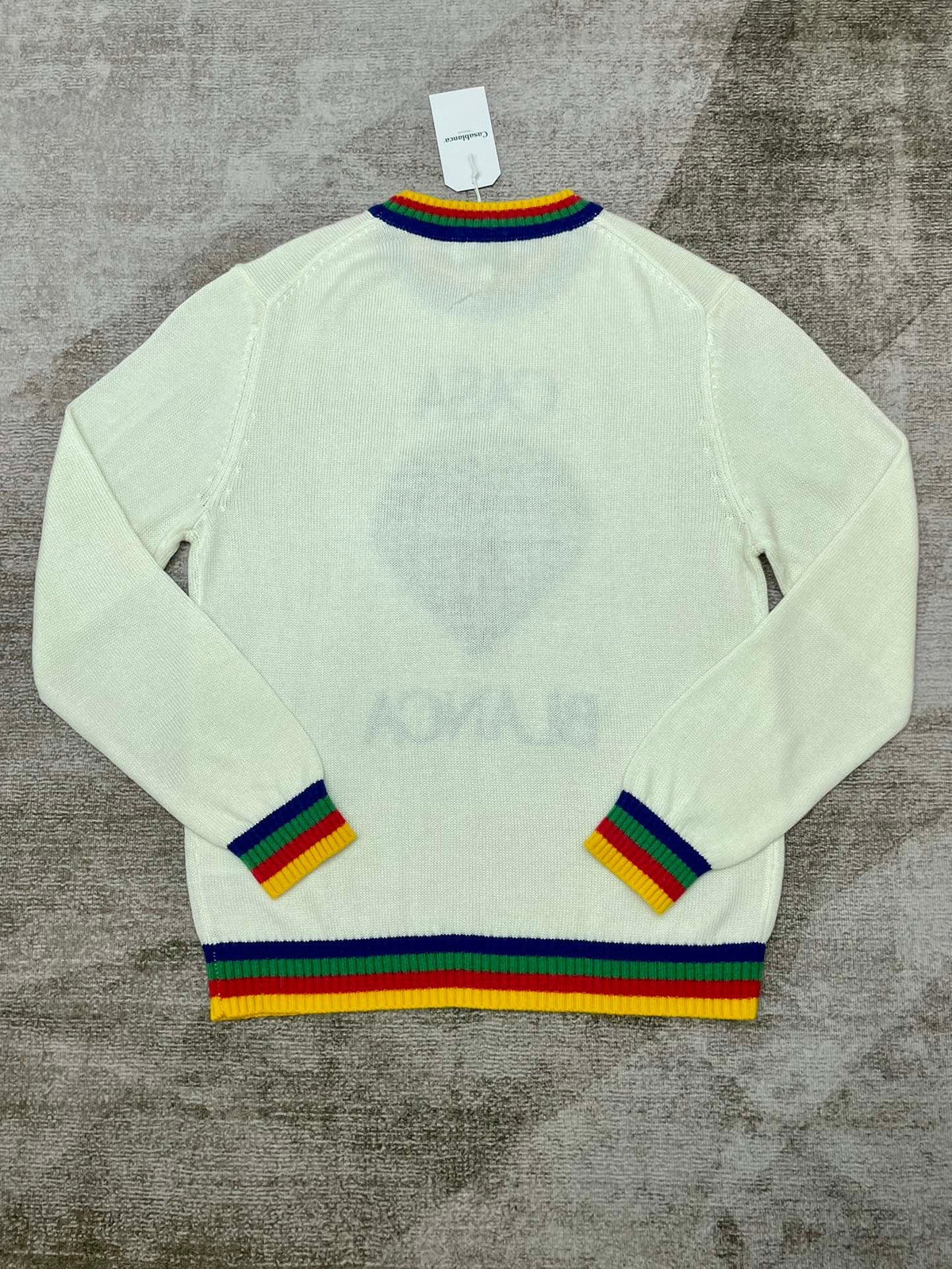 Cream Wool Heart Intarsia Crewneck - Men's