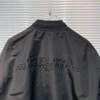 Black Nylon Embroidered Bomber - Men's