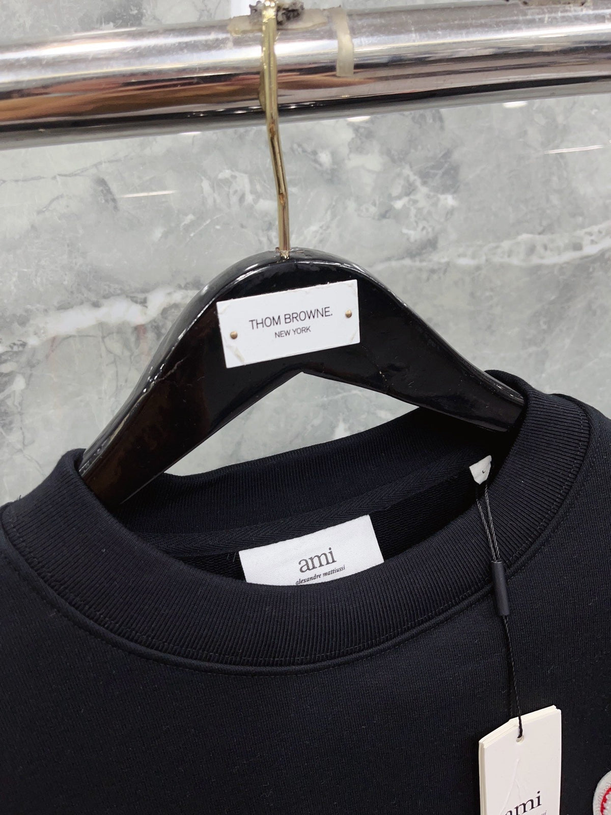 Navy Cotton Heart Logo Crewneck - Men's