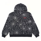 Black Cotton Web Print Pullover - Men's