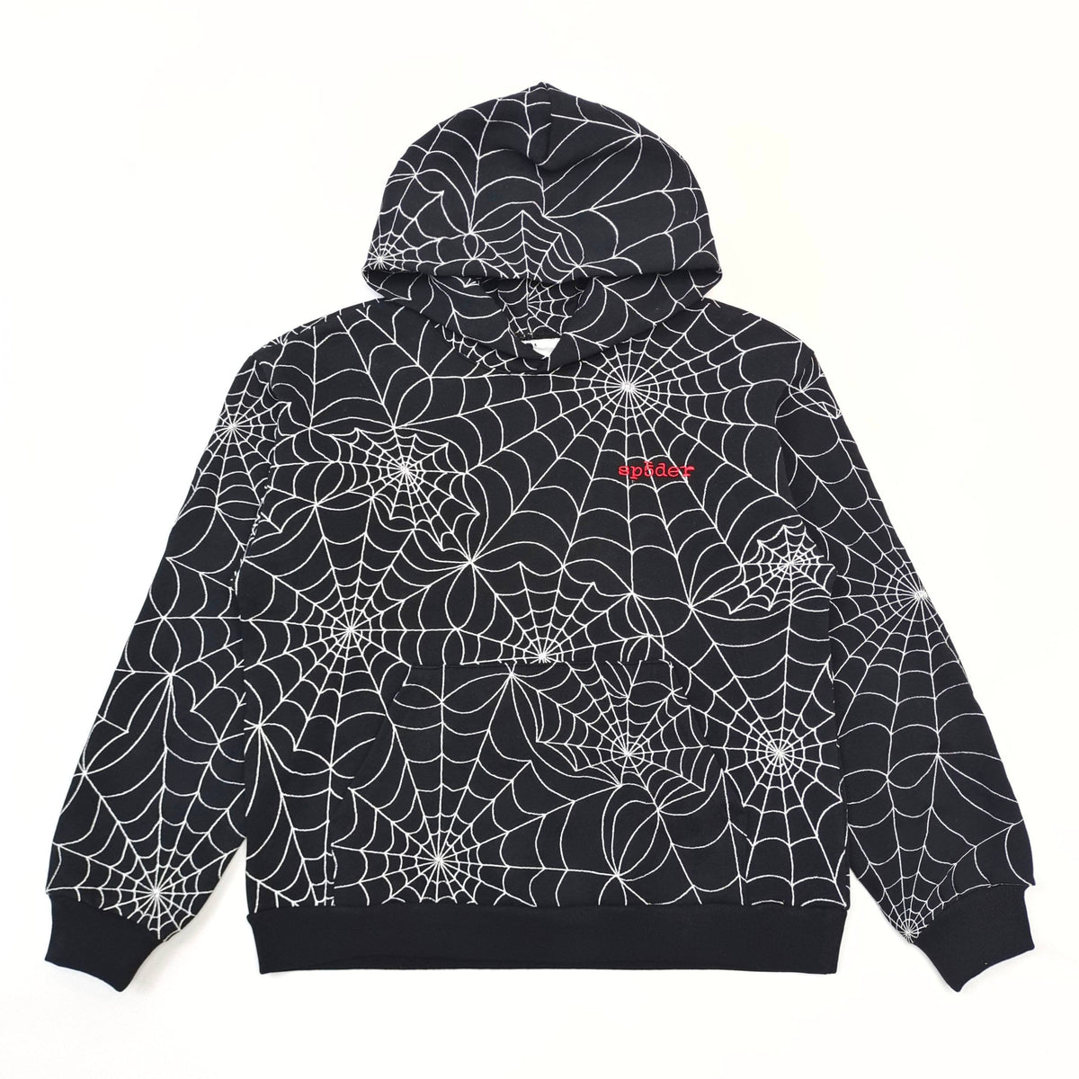 Black Cotton Web Print Pullover - Men's