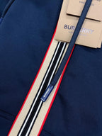 Navy Cotton Striped Placket Zip-Through - Men's