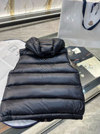 Black Nylon Hooded Gilet - Men's