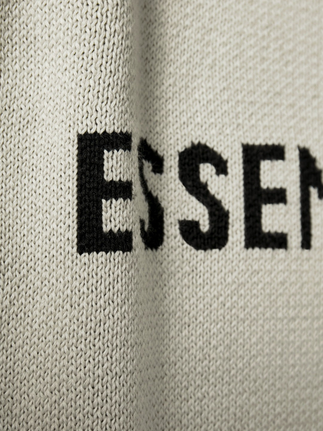 Cream Wool Text Logo Crewneck - Men's