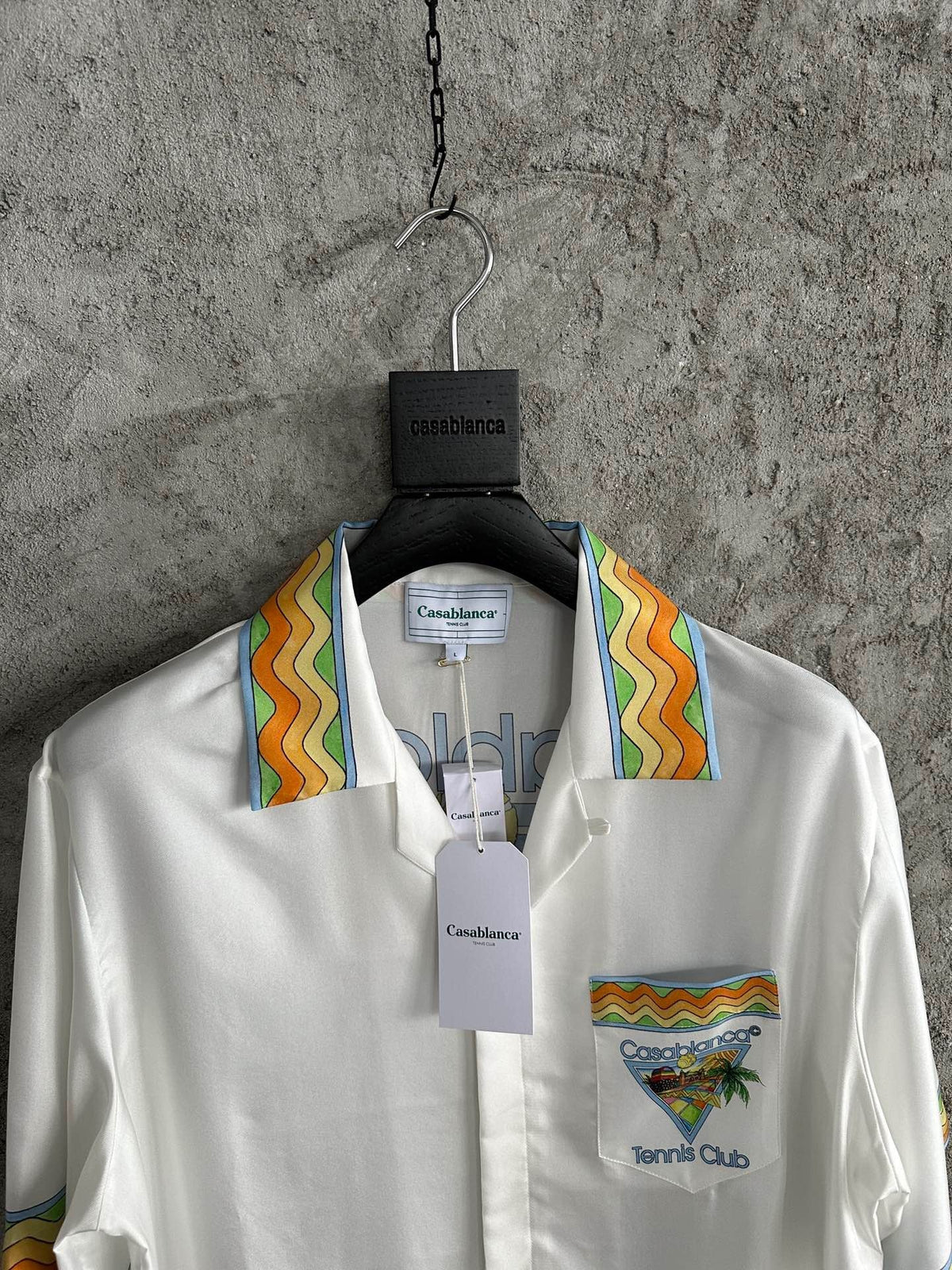 Yellow Trim Crest Silk Shirt - Men's