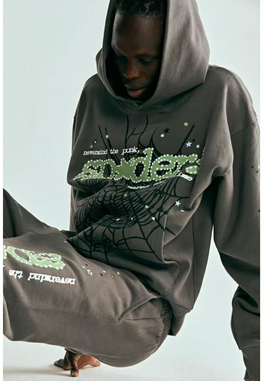 Grey Cotton Web Print Pullover - Men's