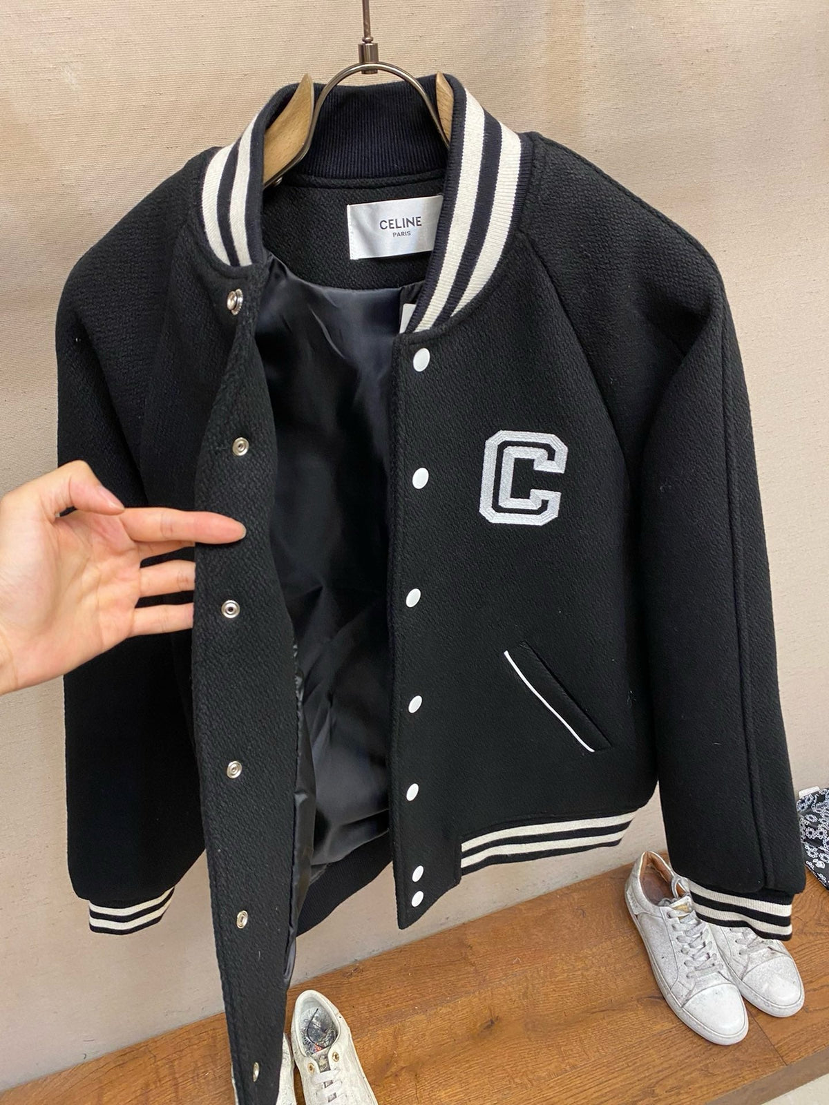 Black Wool Letter Varsity - Men's