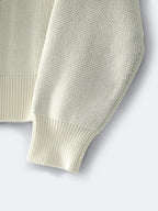 Cream Wool Text Logo Crewneck - Men's