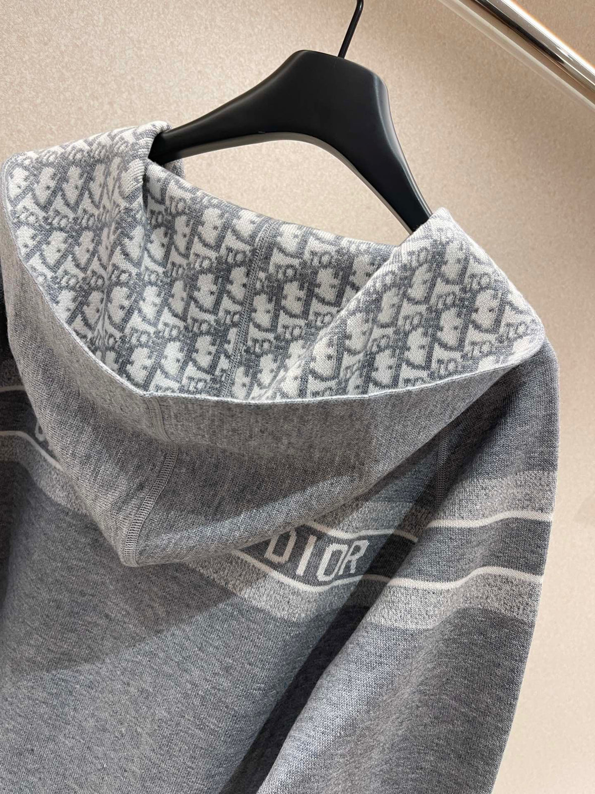 Navy Jacquard Monogram Panel Crewneck - Men's