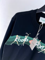Navy Cotton Race Graphic Crewneck - Men's