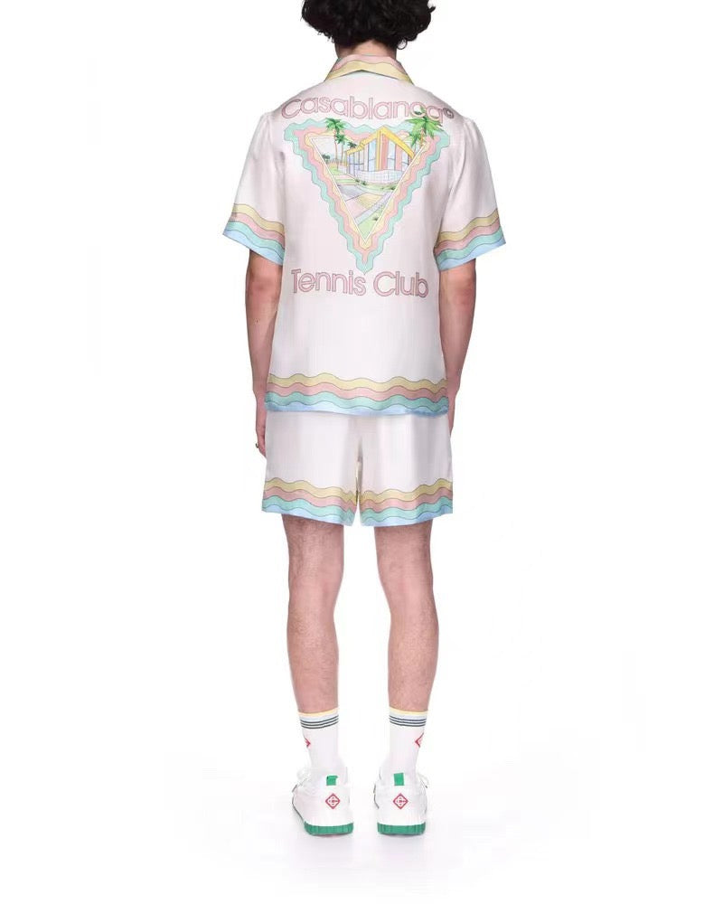 Embroidered Crest Silk Shirt - Men's