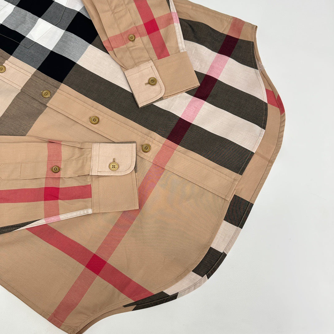 Beige Cotton Exploded Check Long-Sleeve - Men's