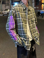 Blue Flannel Printed Sleeve Long-Sleeve - Men's