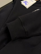 Black Cotton Chest Logo Crewneck - Men's