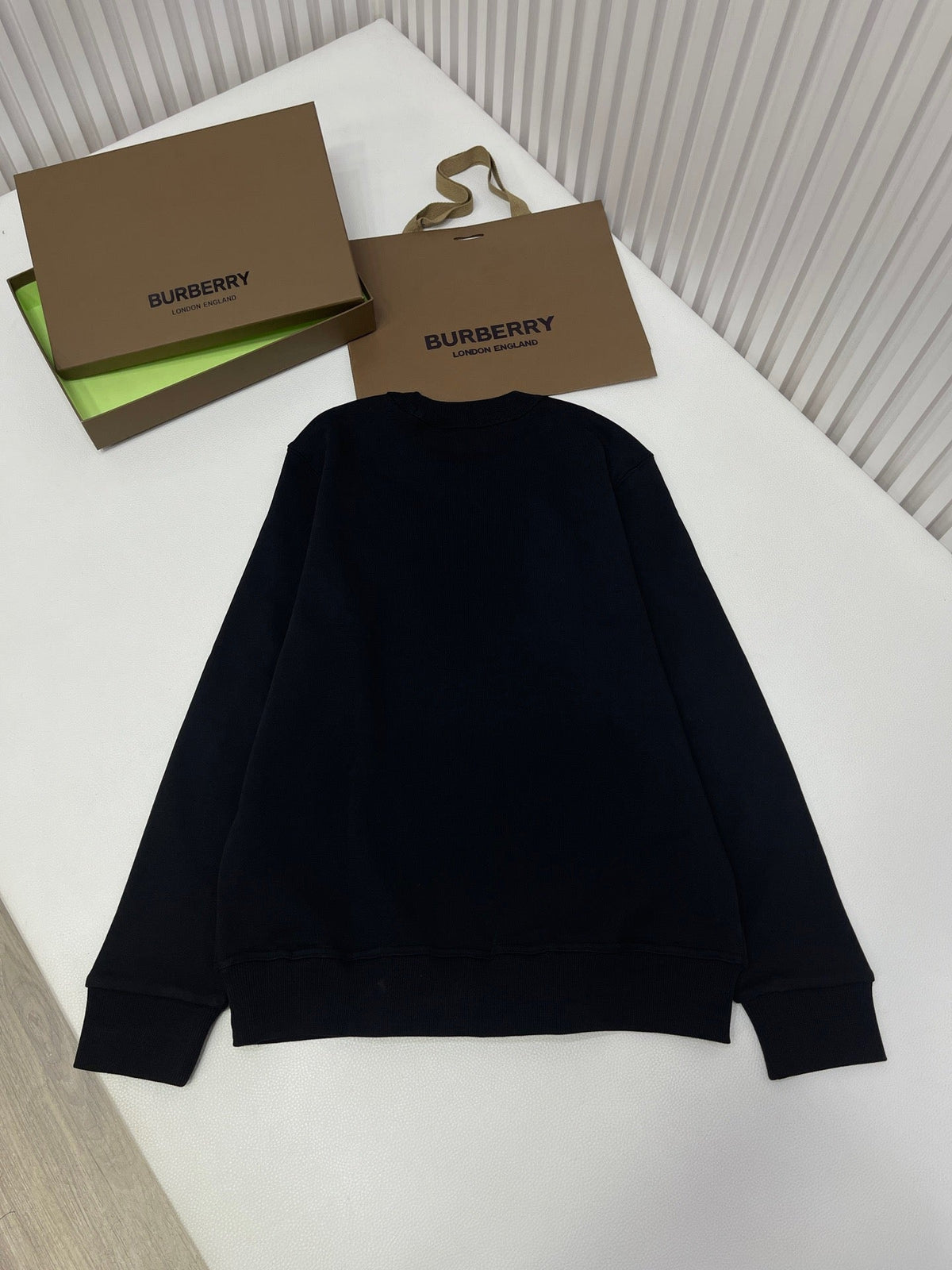 Navy Cotton Label Patch Crewneck - Men's