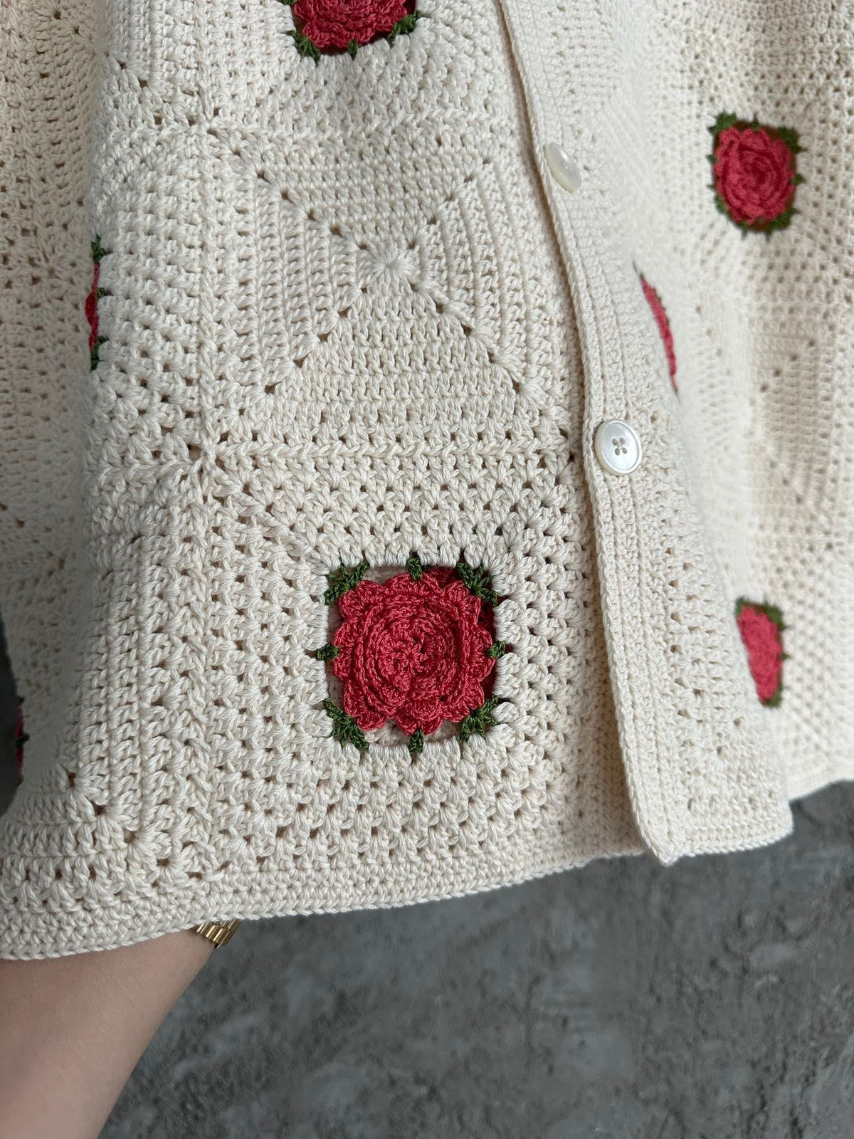 Red Square Crochet Knit Shirt - Men's