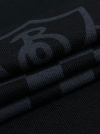 Black Cotton Tonal Print Crewneck - Men's