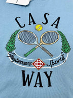 Blue Cotton Chest Graphic Crewneck - Men's