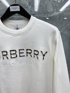 Navy Cotton Embossed Text Crewneck - Men's