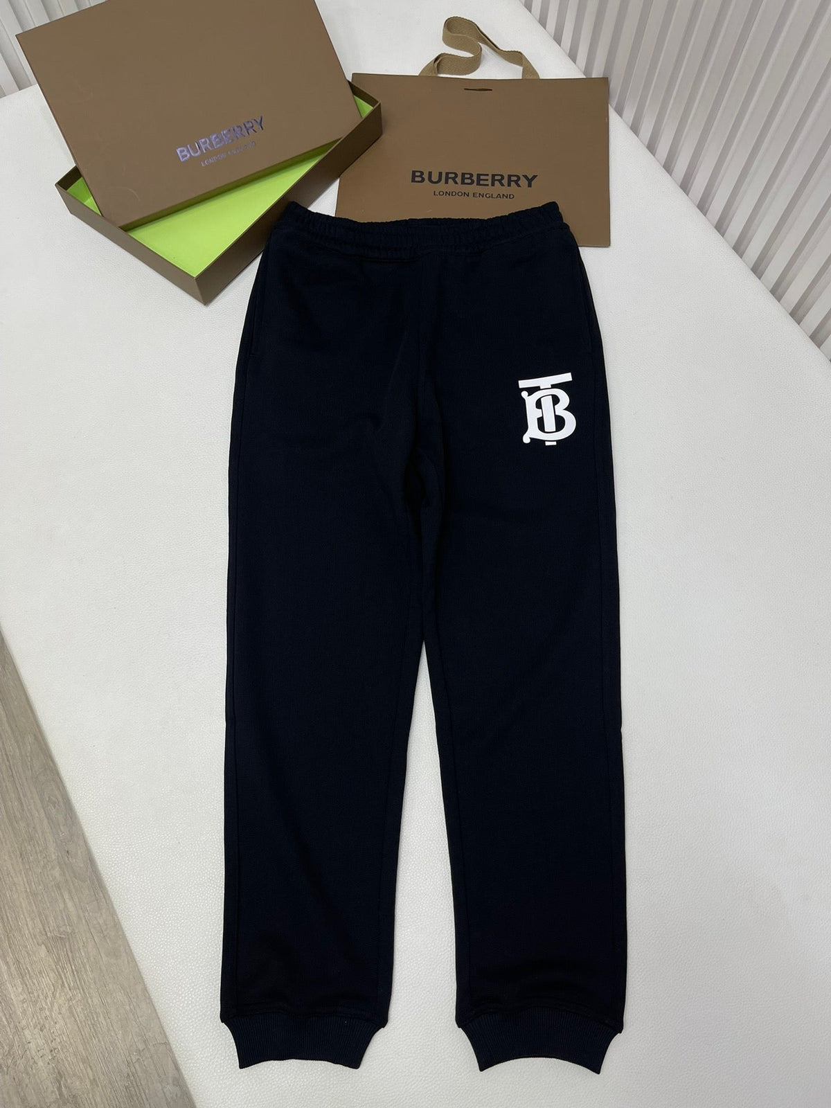 Navy Cotton Monogram Joggers - Men's
