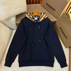 Black Cotton Check Lined Pullover - Men's
