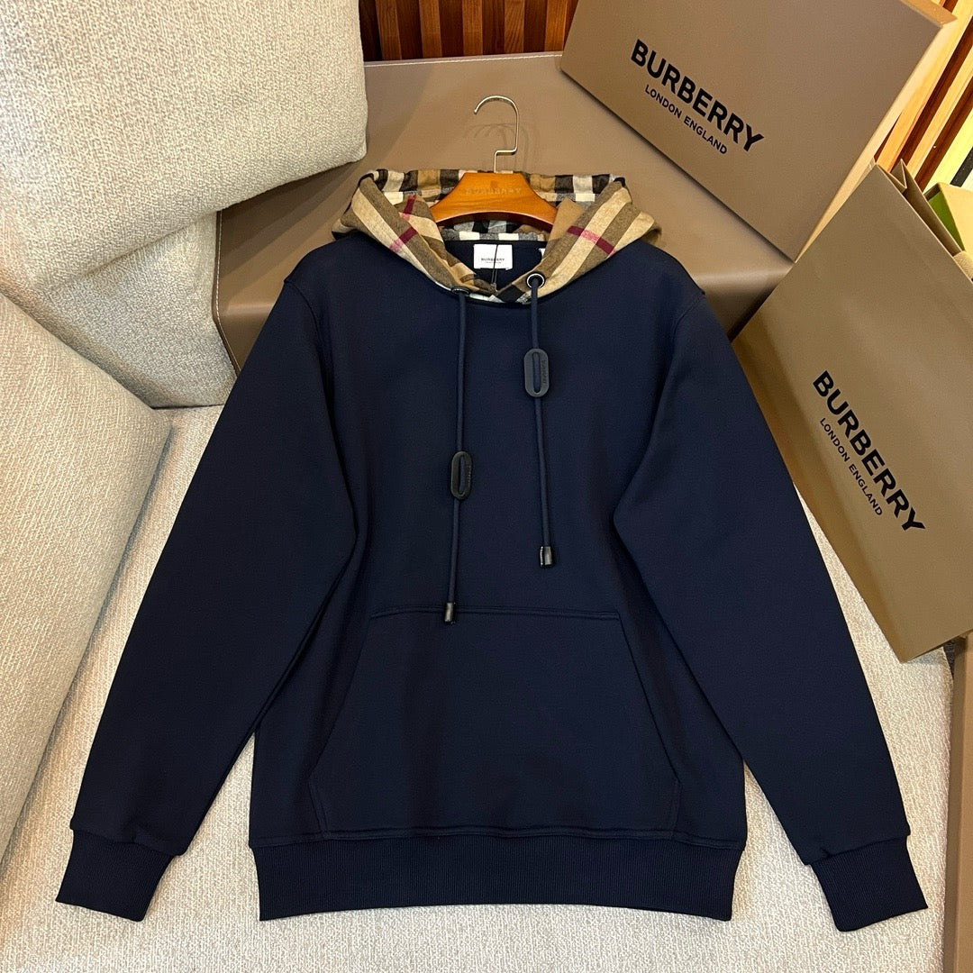 Black Cotton Check Lined Pullover - Men's