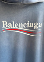 Blue Cotton Washed Logo Pullover - Men's